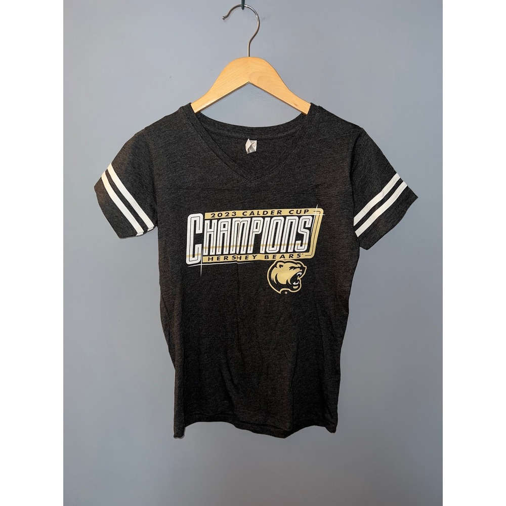 Hershey‎ Bears 2023 Calder Cup Champions Shirt Womens Small Grey V-Neck L.A.T.